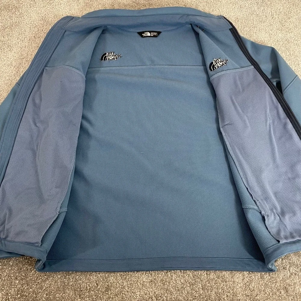 North Face Softshell Jacket Mens Medium WindWall Grid Full Zip Light Blue